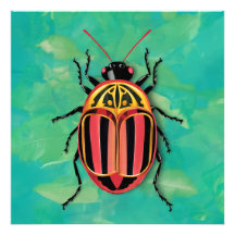Färgbeetle med rött, svart och gult rand