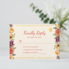 Färgbeige blommigt ram beige Chinese bröllop OSA Kort