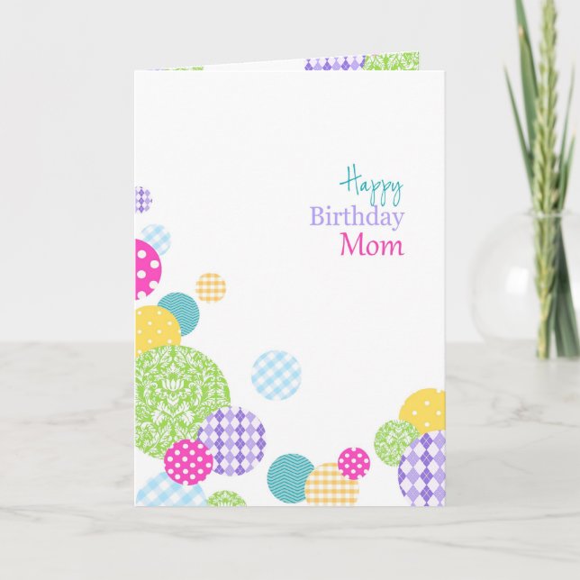 Färgbeklädda cirklar Grattis på födelsedagen Mamma Kort (Framsida)