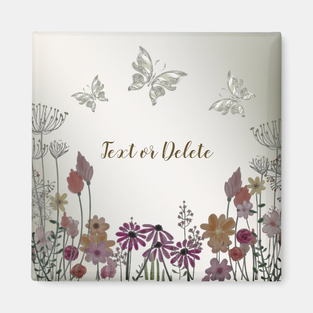 Färgbeklädda trädgårdsblommor Butterflies Golden R Magnet (Framsidan)