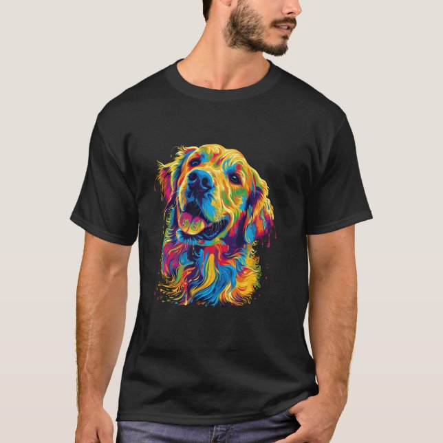 Färgbeklädnad av poppsten Cute Golden Retriever Hu T Shirt (Framsida)