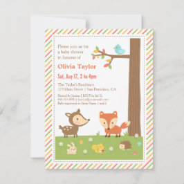 Färgbeklädnad av trädjur, babyskor inbjudningar