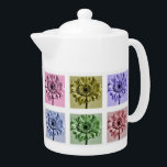 Färgbeklädnad i Mönster<br><div class="desc">Pop art stil Gerbera blomma mönster i pastel färg på tekanna.</div>