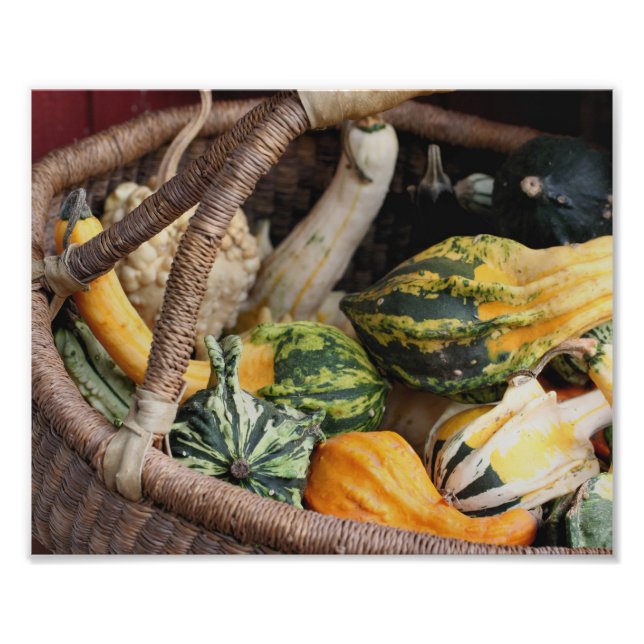 Färgbeklädnad i Wicker Basket, höst 8 x 10 Fototryck (Framsidan)