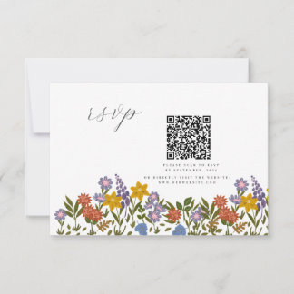 Färgbeklädnad vattenfärg Wildblomma QR bröllop OSA Kort