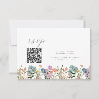 Färgbeklädnad vattenfärg Wildblomma QR bröllop OSA Kort