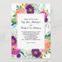 Färgbeklädnad, vattenfärgad Blommigt Bröllop