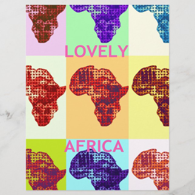 Färgbelagd Afrika Karta Pop Mönster Art Design (Framsida)