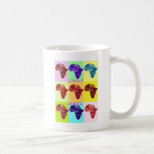 Färgbelagd Afrika Karta Pop Mönster Art Design Kaffemugg