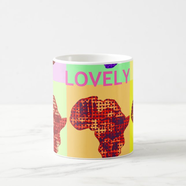 Färgbelagd Afrika Karta Pop Mönster Art Design Kaffemugg (Center)