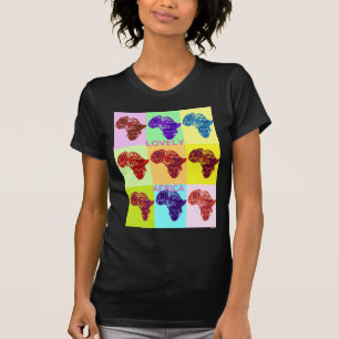 Färgbelagd Afrika Karta Pop Mönster Art Design T-shirt