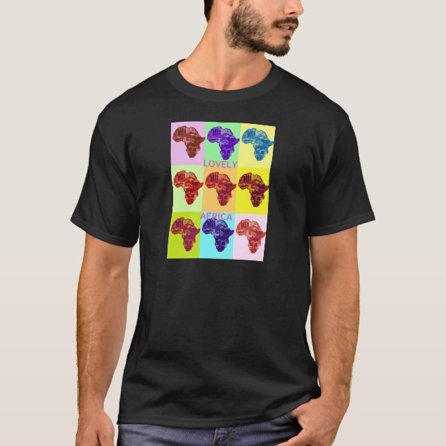 Färgbelagd Afrika Karta Pop Mönster Art Design T-shirt (Framsida)