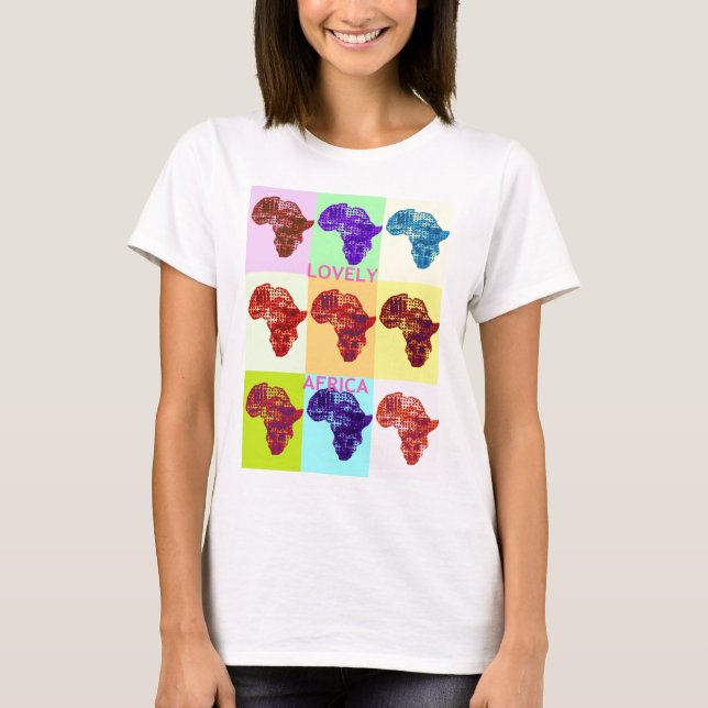 Färgbelagd Afrika Karta Pop Mönster Art Design T-shirt (Framsida)