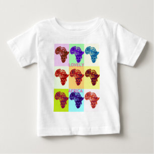 Färgbelagd Afrika Karta Pop Mönster Art Design Tee