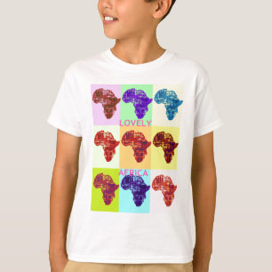 Färgbelagd Afrika Karta Pop Mönster Art Design Tee