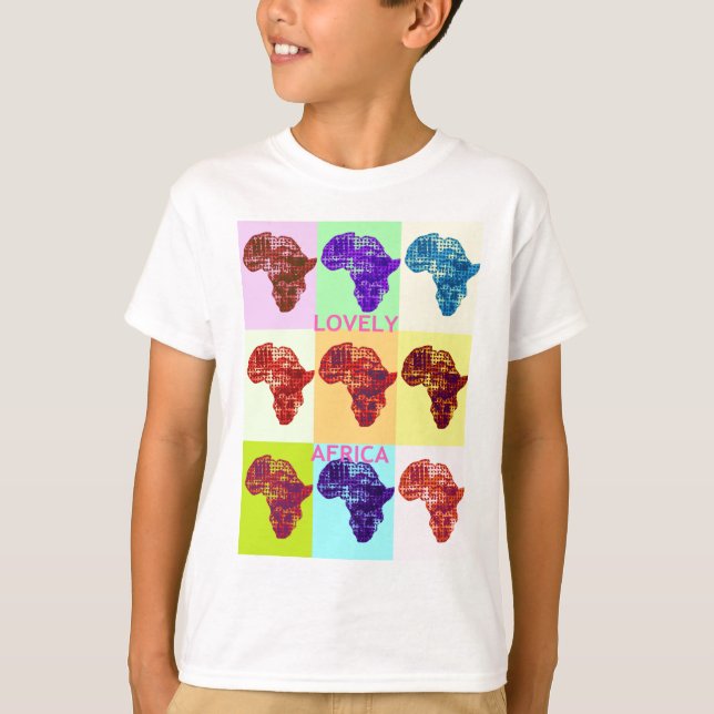Färgbelagd Afrika Karta Pop Mönster Art Design Tee (Framsida)