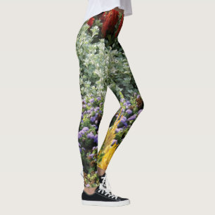 Färgbelagd Blommigt Fotofärgning, M Leggings