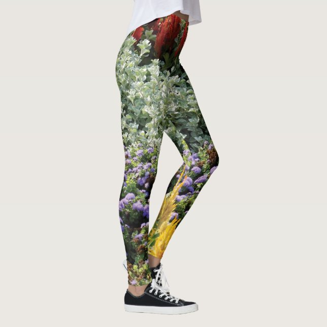 Färgbelagd Blommigt Fotofärgning, M Leggings (Höger)