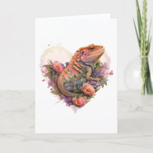 Färgbelagd dragon på Alla hjärtans dag Helgkort