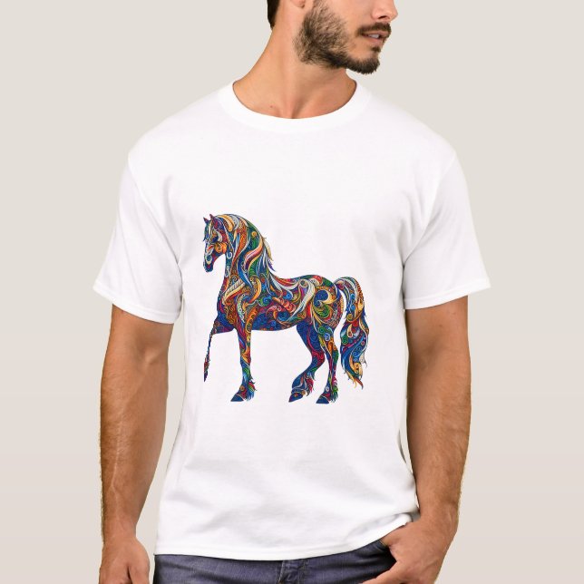 Färgbelagd elegant för häst Long Sleev T Shirt (Framsida)
