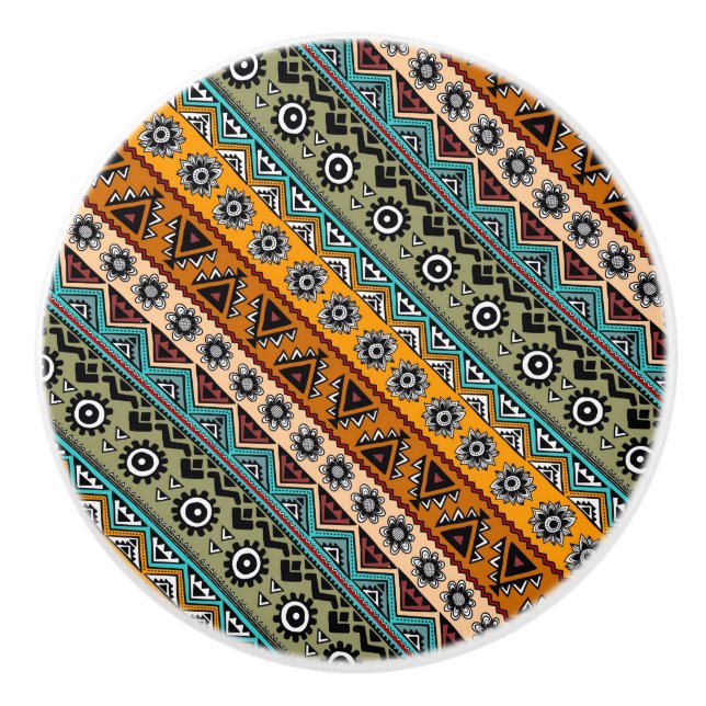 Färgbelagd etnisk aztec mönster-dekorativ dekorati knopp (Framsidan)