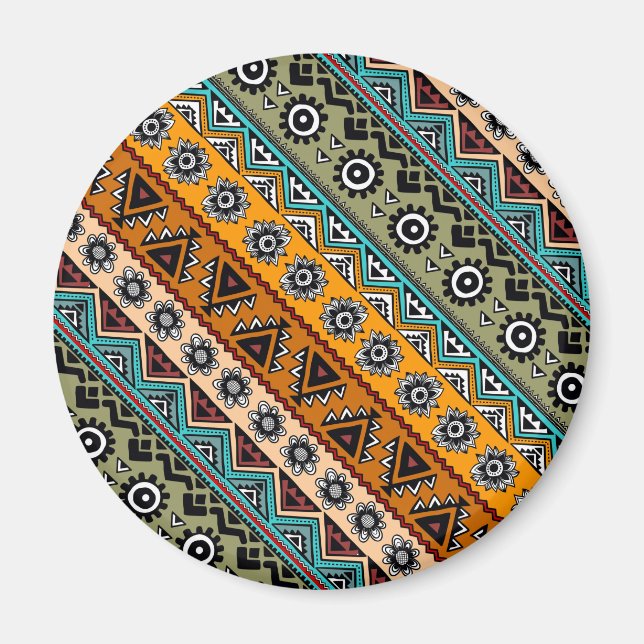 Färgbelagd etnisk aztec mönster-dekorativ dekorati magnet (Framsidan)