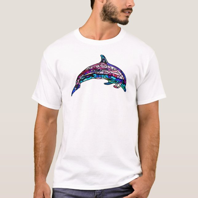 Färgbelagd glasdelfin T-Shirt (Framsida)