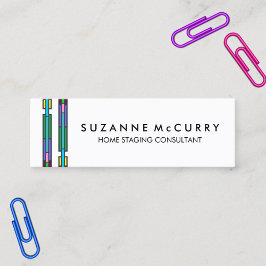 Färgbelagd glasdesign, hemmagasinering mini visitkort