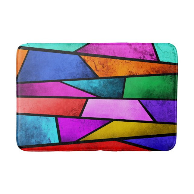 Färgbelagd glasmassa Lila Blue Teal Bath Mat Badrumsmatta (Framsidan)