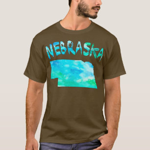 Färgbelagd isolerad Nebraska-stat karta i vattenfä T Shirt