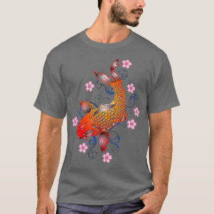 Färgbelagd japansk Koi Fish Goldfish Pond Design T Shirt