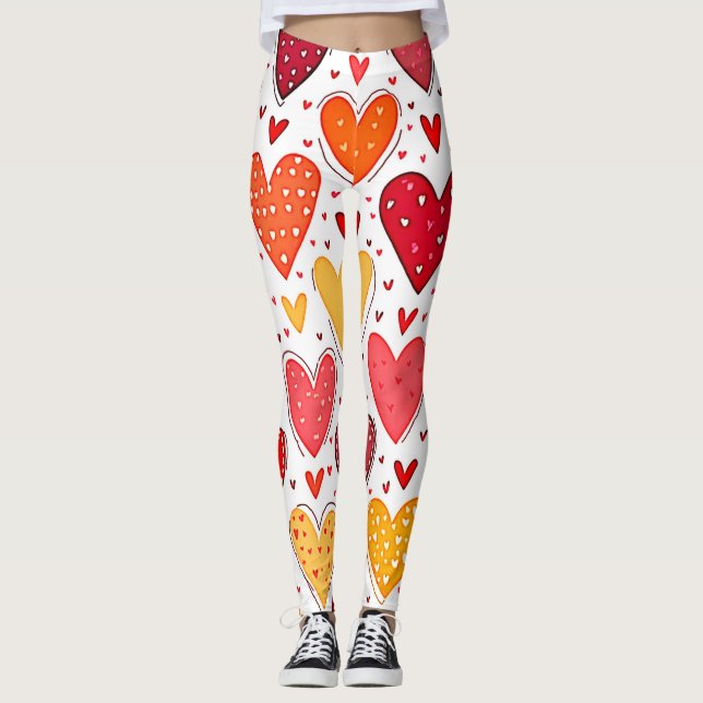 Färgbelagd Kärlek Mönster-design Leggings (Framsida)
