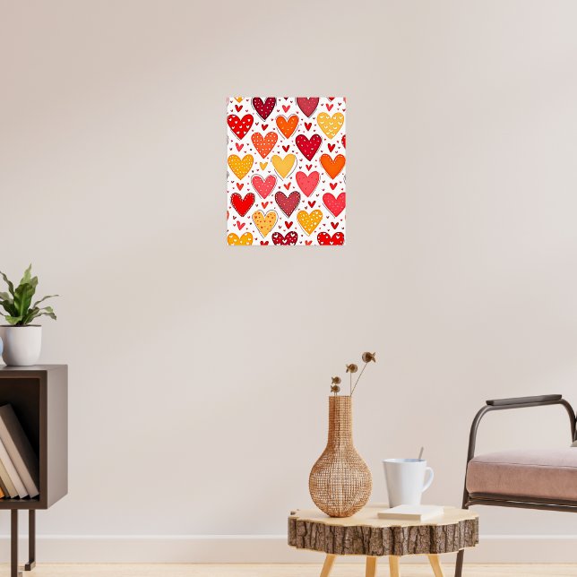 Färgbelagd Kärlek Mönster-design Poster (Vardagsrum 3)