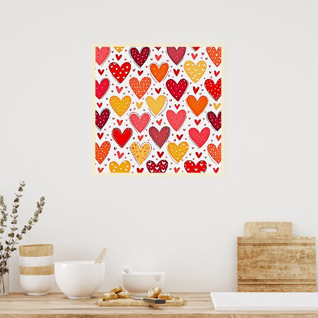 Färgbelagd Kärlek Mönster-design Poster (Kök)