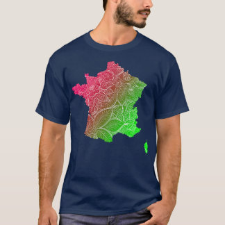 Färgbelagd mandala art karta av Frankrike med text T Shirt