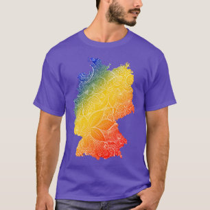 Färgbelagd mandala art karta av Tyskland med text T Shirt