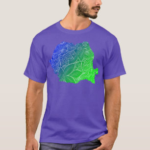 Färgbelagd mandalatart karta av Rumänien med text T Shirt