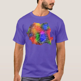 Färgbelagd mandalatkonst karta av Rumänien med tex T Shirt