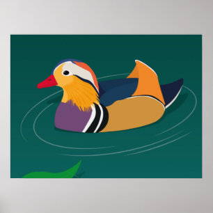 Färgbelagd mandarin Anka Modern Digital Art Poster