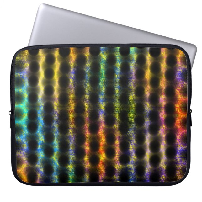 Färgbelagd med svart polka dots, gulaktig laptop fodral (Framsidan)