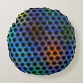 Färgbelagd med svart polka dots. rund kudde