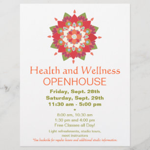 Färgbelagd röd Lotus Health och Hälsa Flyer 2