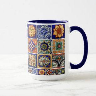 Färgbelagd talavera på Porcelain Big Coffee Mugg