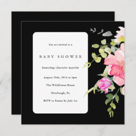 Färgbeläggning av Blommigt för vattenfärg Babykläd Inbjudningar