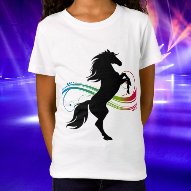 Färgbeläggning av häst T-Shirt (Rearing Horse Swirl Tee)