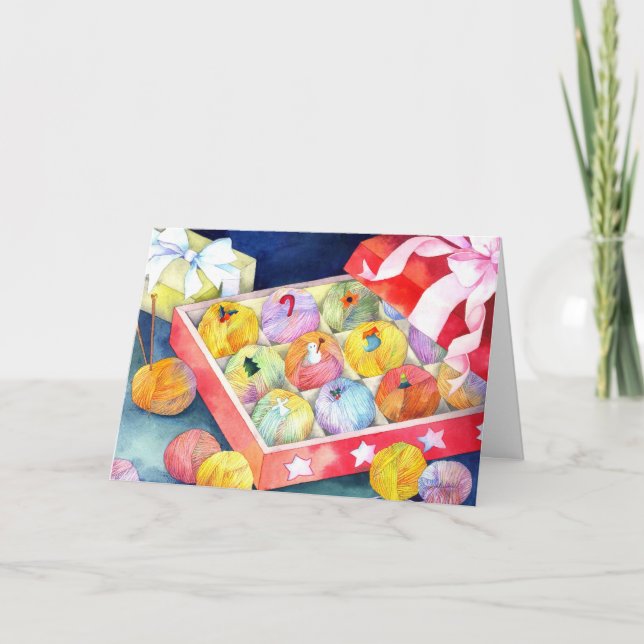 Färgbeläggning av julgarnet Boll Gift Box Helgkort (Framsida)