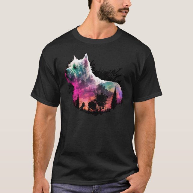 Färgbeläggning av naturens högland Vit terrier Ref T Shirt (Framsida)