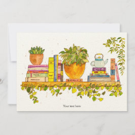 Färgbeläggning av vattenfärg Bookshelf Inbjudningar