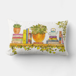 Färgbeläggning av vattenfärg Bookshelf Lumbarkudde