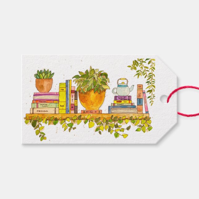 Färgbeläggning av vattenfärg Bookshelf Presentetikett (Framsidan (Horisontell))